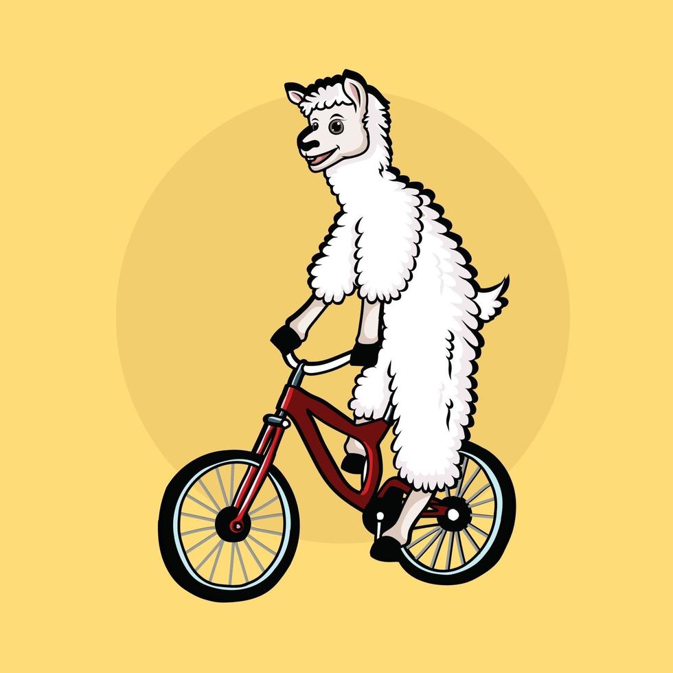 söt lama rida cykel vektorillustration. vektor