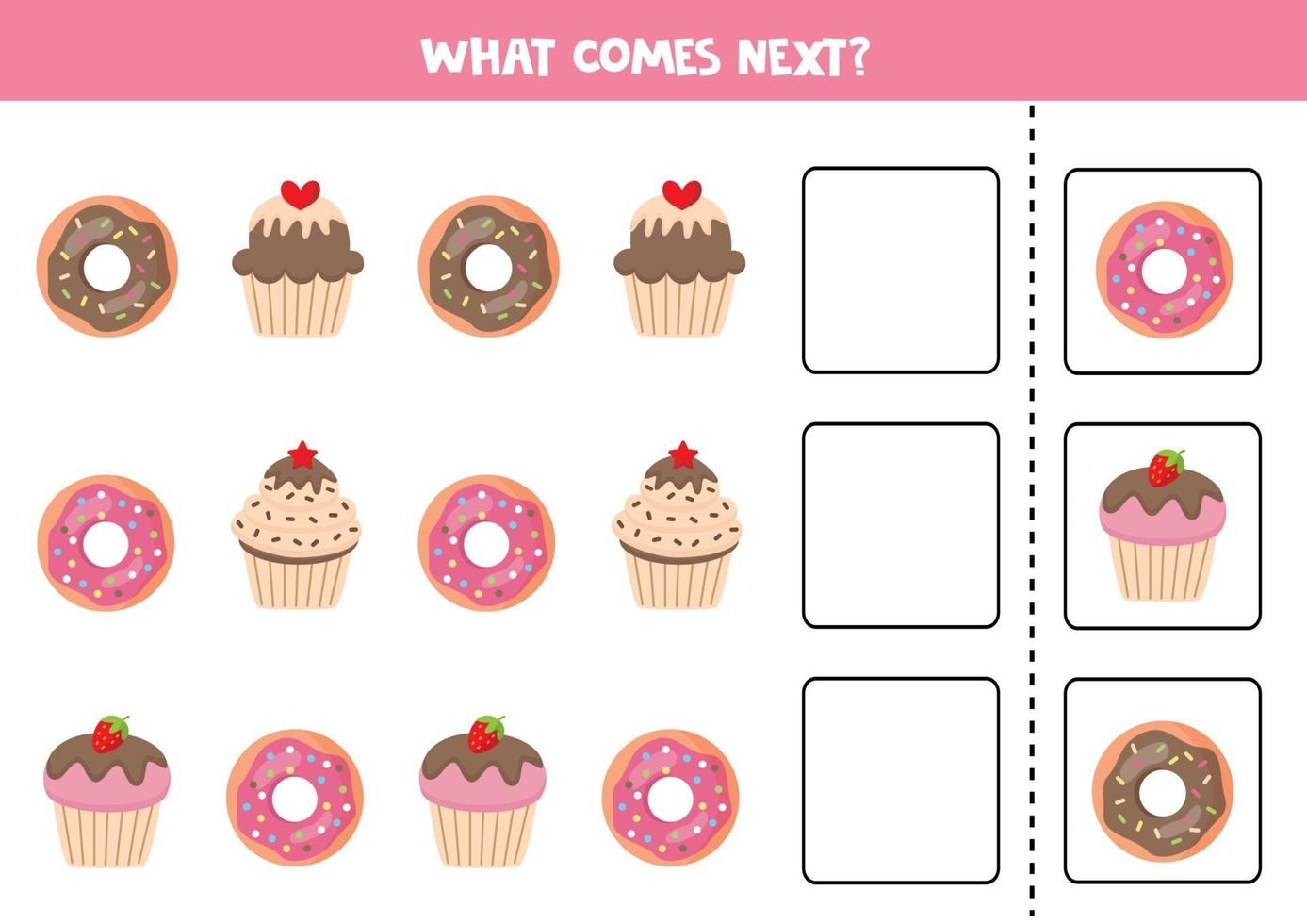 Was kommt als nächstes mit Cartoon Donuts und Muffins. vektor