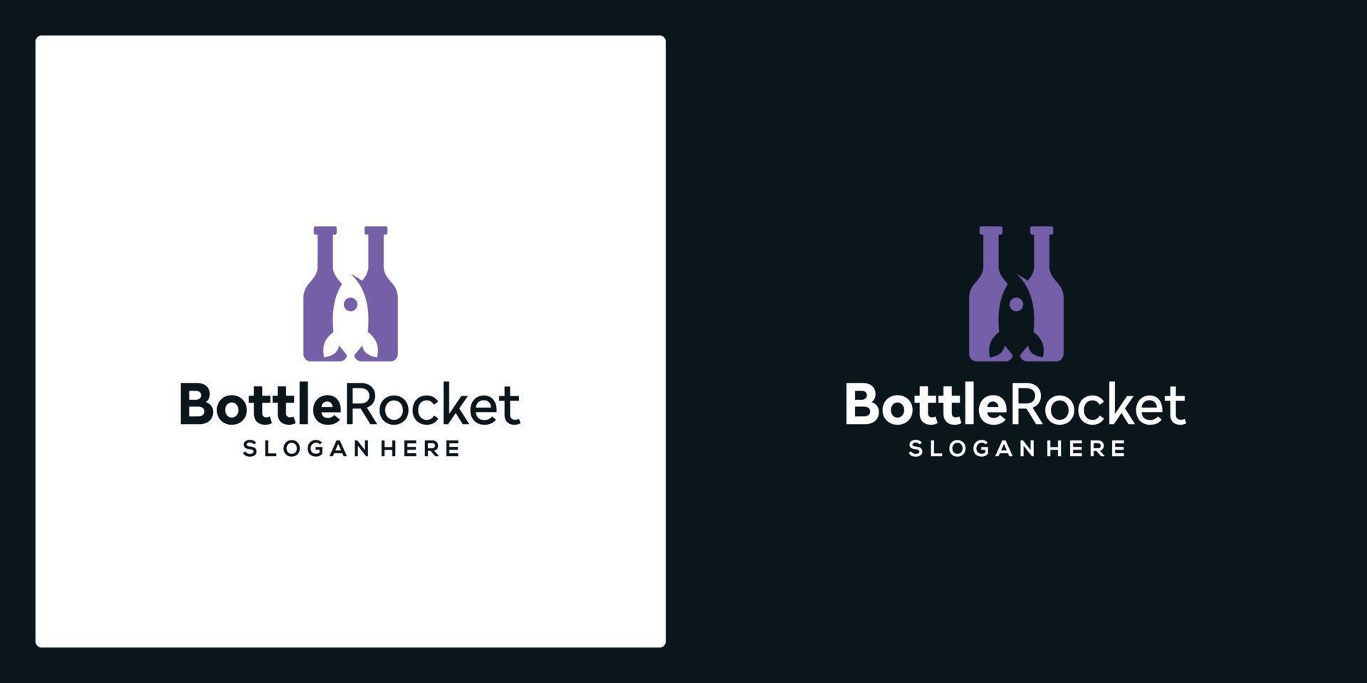 Flasche und Rakete Logo Vektor Symbol Illustration
