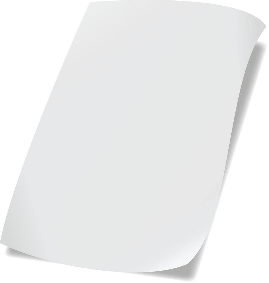 A4-papper med skugga på vit bakgrund vektor