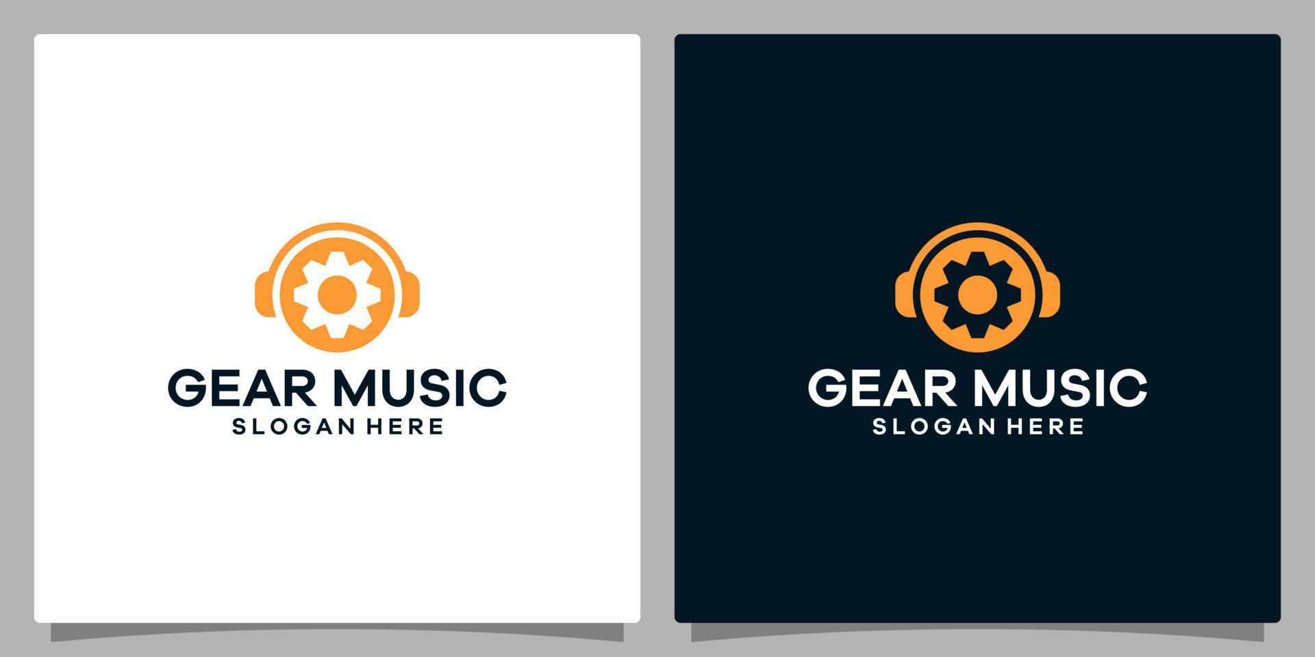 Logo Design Vorlage Musik. Logo Kopfhörer mit Gang. Prämie Vektor. vektor
