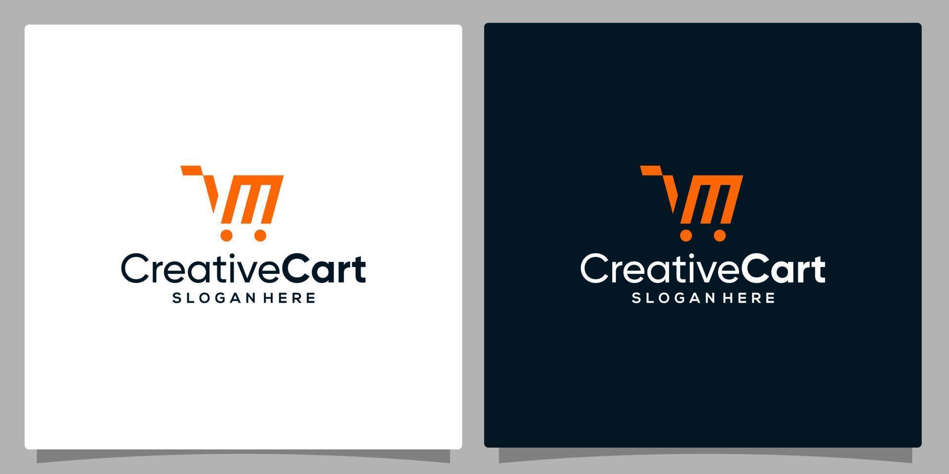 mall design ikon logotyp vektor handla vagn med symbol första brev m. premie vektor
