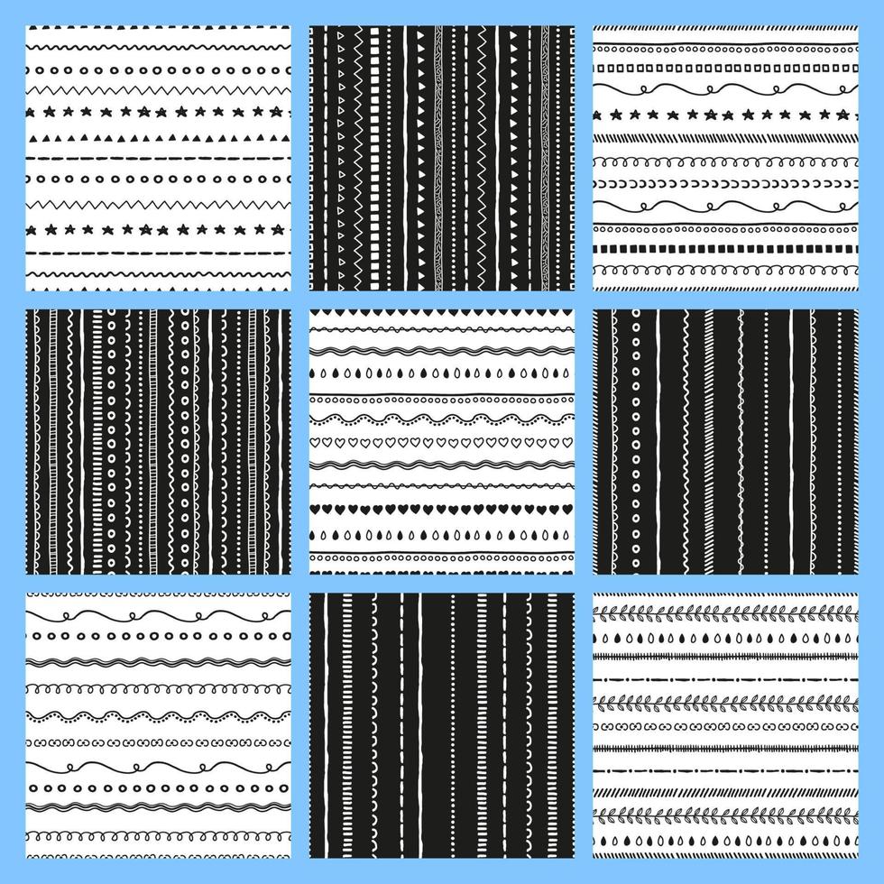 uppsättning av svart och vit mönster. vektor