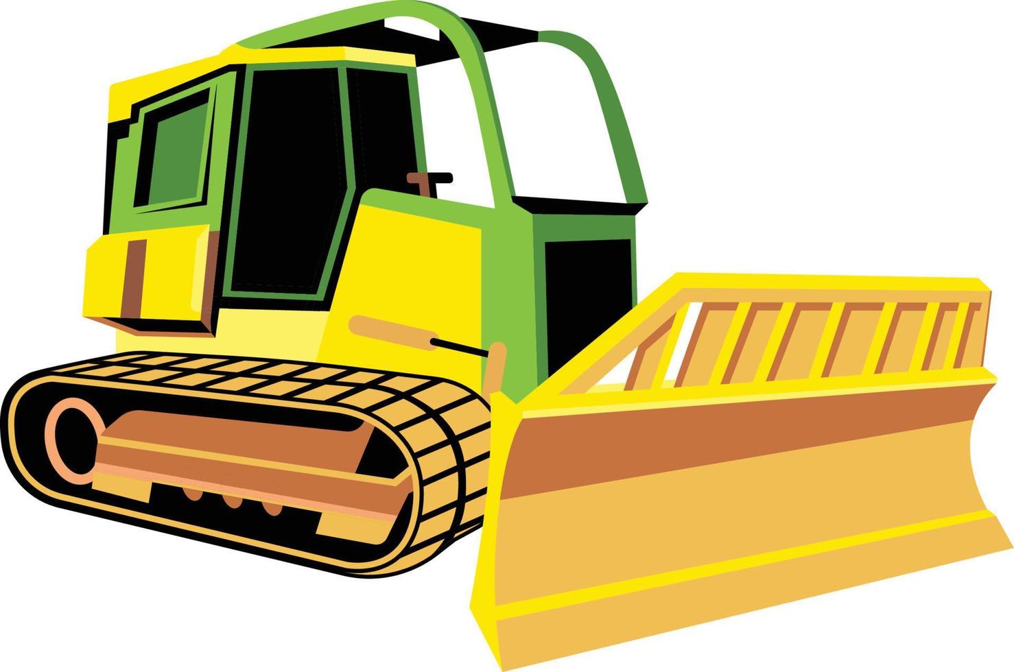 klein Bulldozer oder Bagger einfach Stil Konstruktion Lastwagen, Fahrzeug, Bauernhof, landwirtschaftlich oder Bagger Maschinen Vektor Illustration
