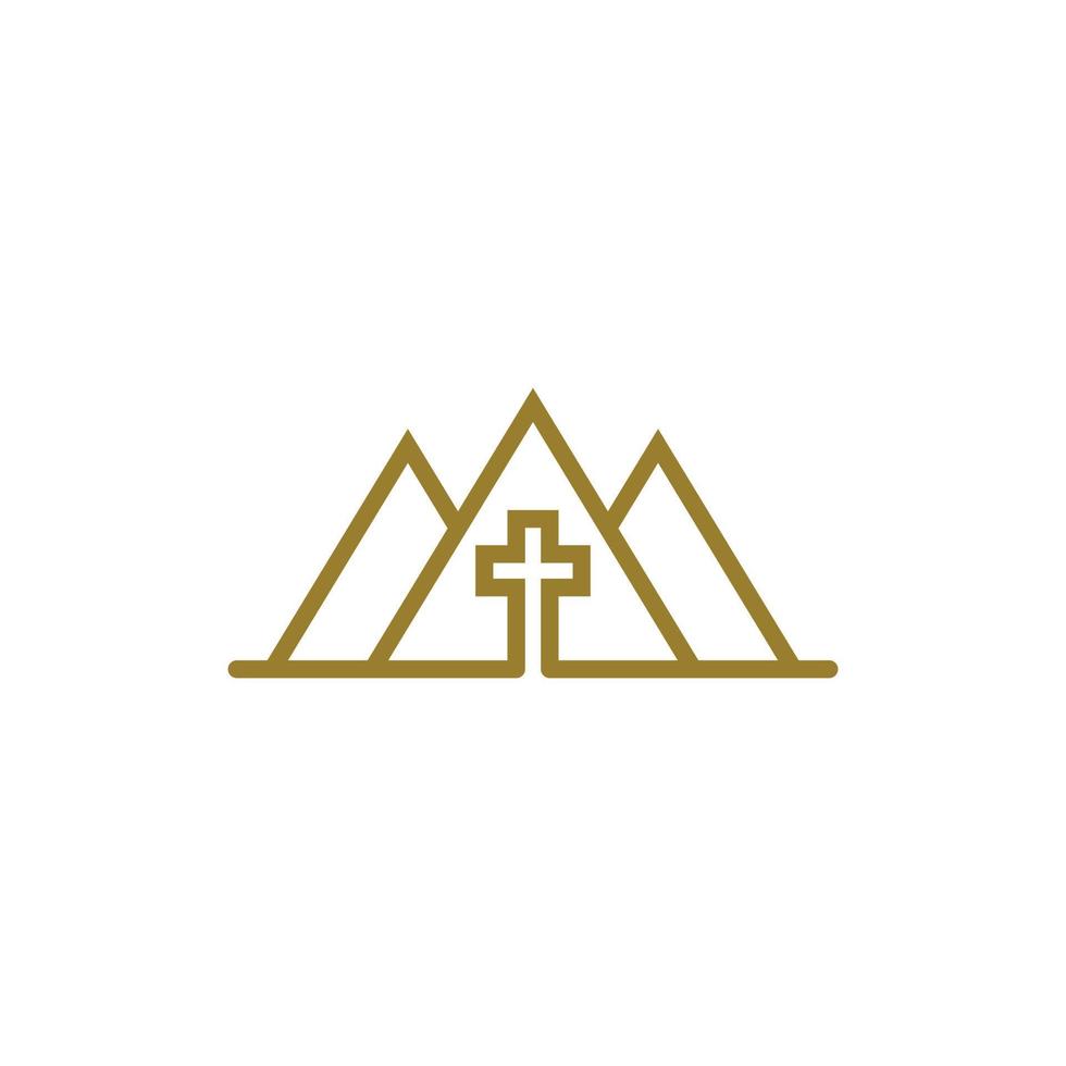 Berg Kreuz Kirche Linie Einfachheit Logo vektor