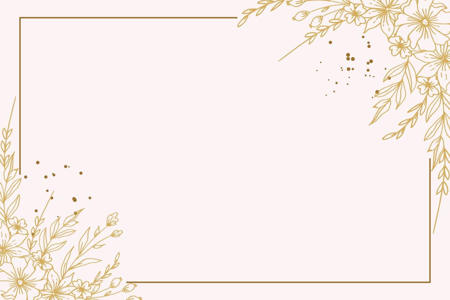 elegant golden Blumen- Hintergrund mit Hand gezeichnet Blumen und Blätter Illustration Dekoration vektor