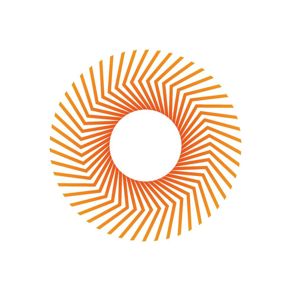 Orange gebogen Streifen Kreis rahmen. gestreift Linien runden Rand Logo Vektor. Sonne oder Blume Logo Symbol. vektor