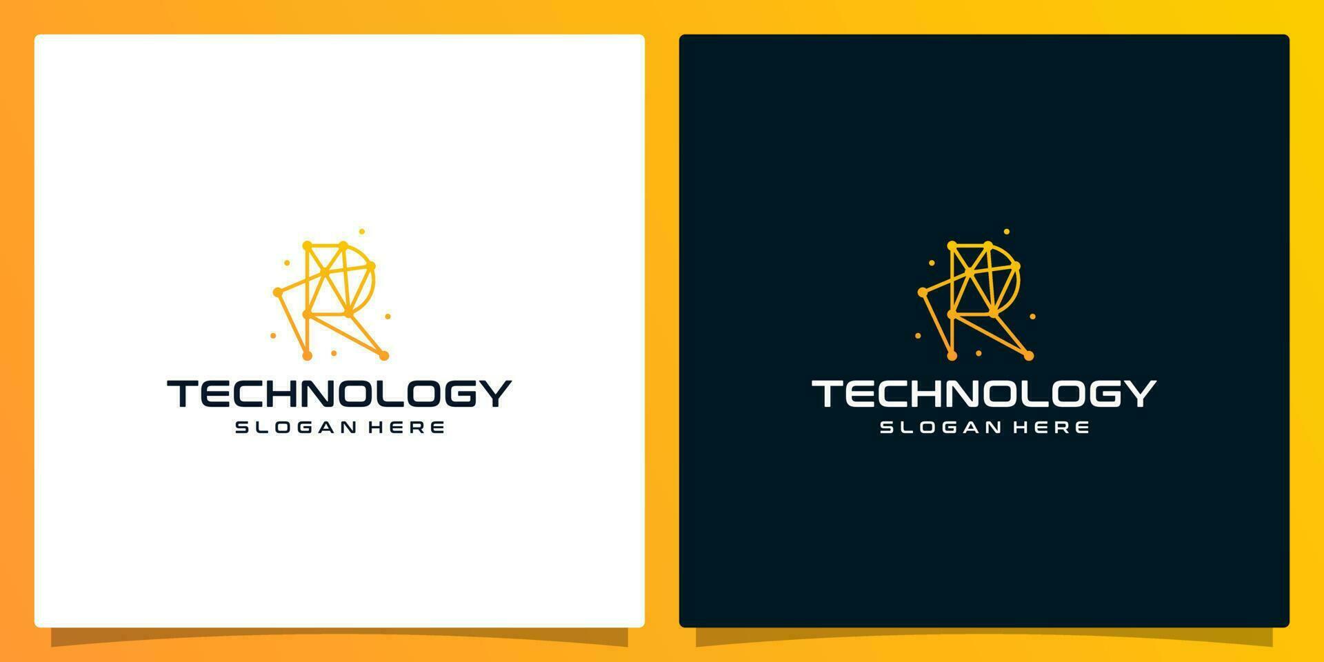 kreativ Logo Initiale Brief r abstrakt mit Technologie Stil und Gradient Farbe. Prämie Vektor