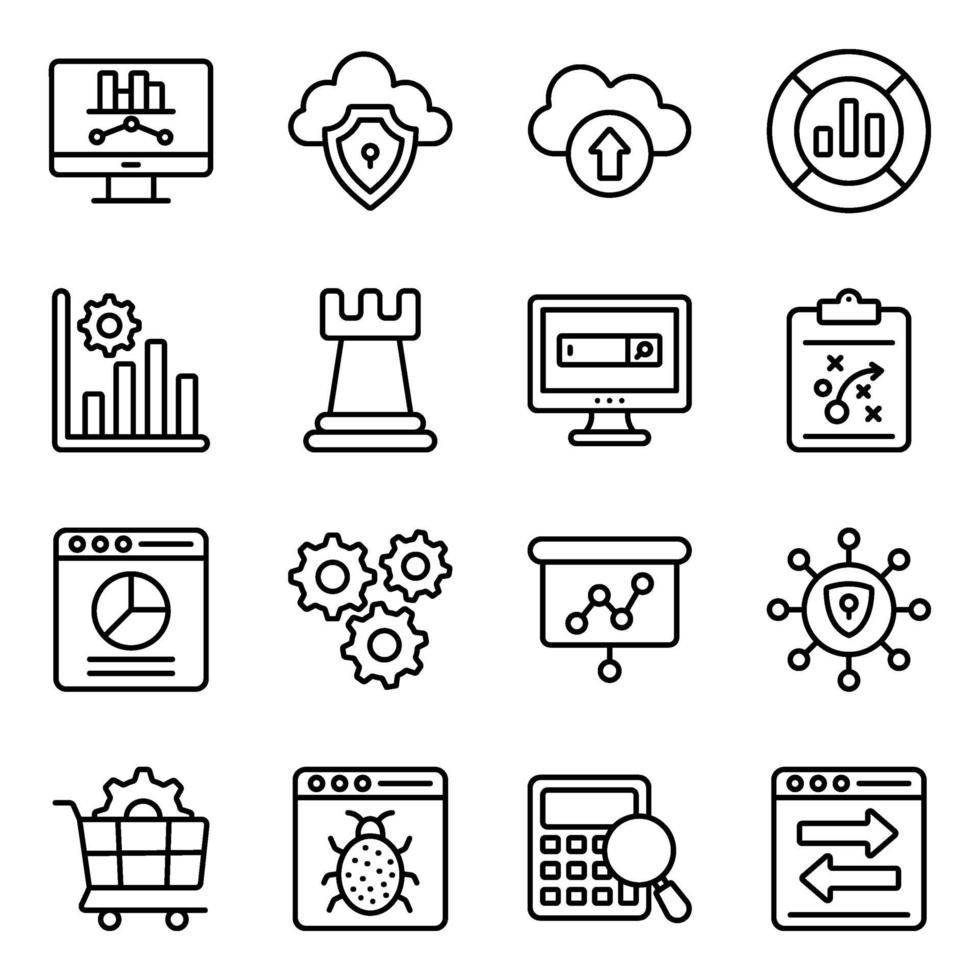 Icon-Set für digitales Marketing und Datenanalyse vektor