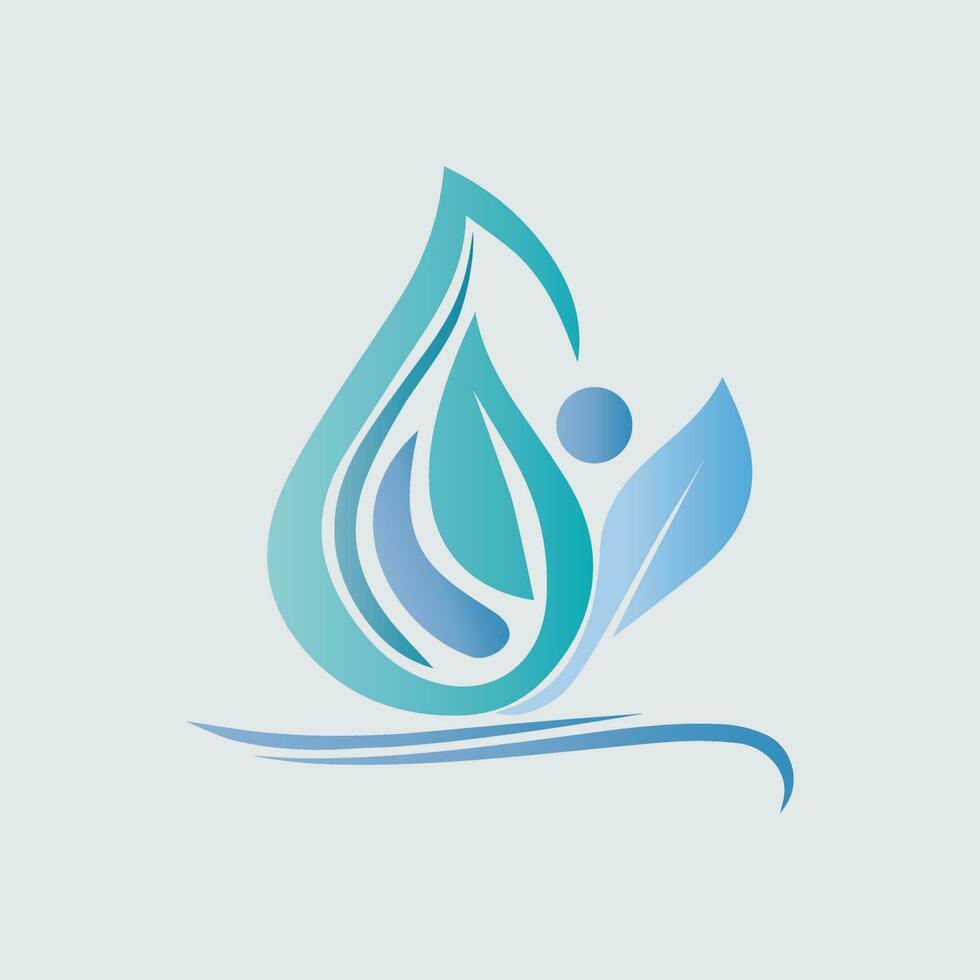 naturlig blad vatten släppa logotyp design vektor