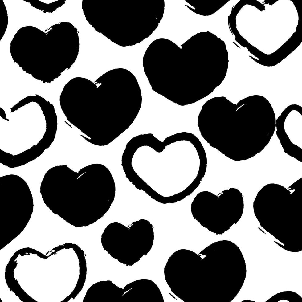 Vektor nahtlos Muster mit Grunge Herzen isoliert auf Weiß Hintergrund. Symbol von st. Valentinstag Tag. Gruß Karten Hintergrund. Verpackung Papier mit endlos Elemente