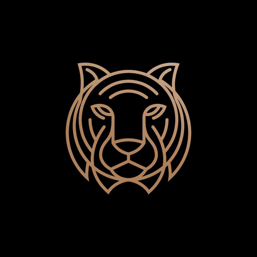 tiger huvud vektor illustration av linjär stil logotyp design mall