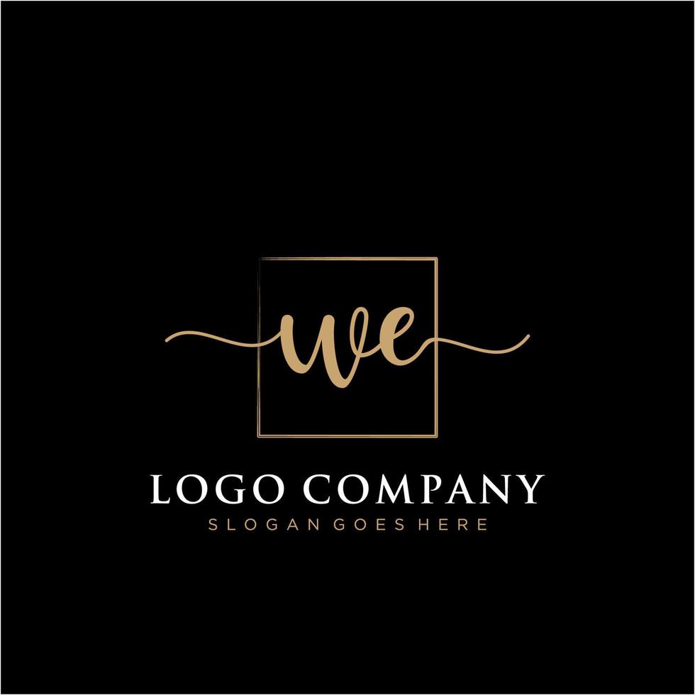 första vi feminin logotyp samlingar mall. handstil logotyp av första signatur, bröllop, mode, smycken, boutique, blommig och botanisk med kreativ mall för några företag eller företag. vektor