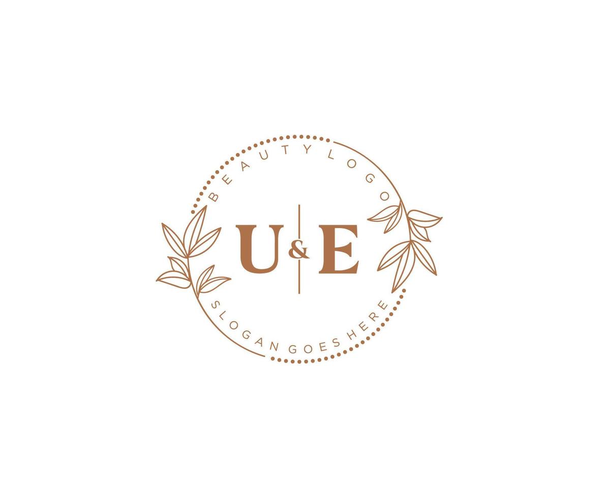 Initiale ue Briefe schön Blumen- feminin editierbar vorgefertigt Monoline Logo geeignet zum Spa Salon Haut Haar Schönheit Boutique und kosmetisch Unternehmen. vektor