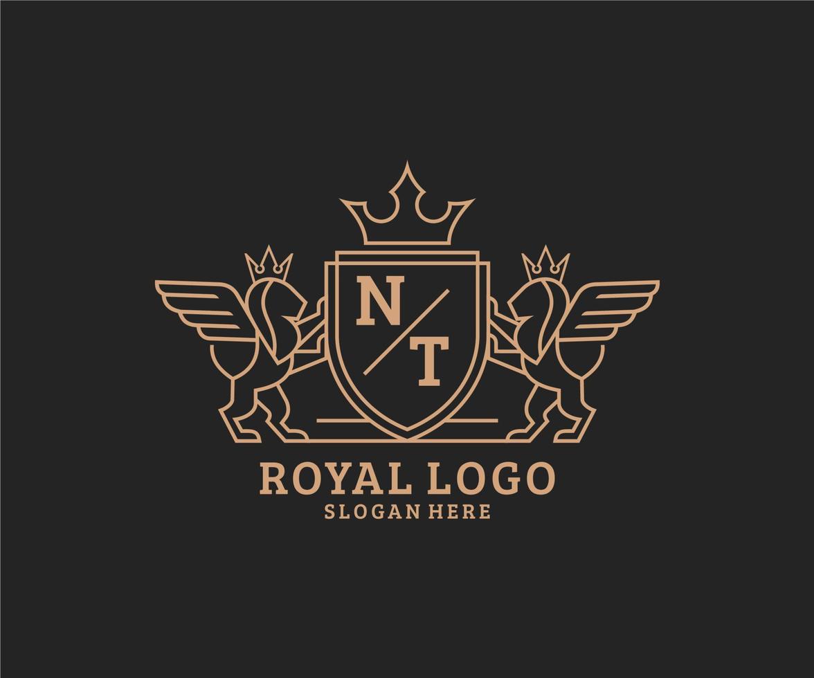 Initiale nicht Brief Löwe königlich Luxus heraldisch, Wappen Logo Vorlage im Vektor Kunst zum Restaurant, Königtum, Boutique, Cafe, Hotel, heraldisch, Schmuck, Mode und andere Vektor Illustration.