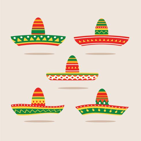 Flat Illustration Set Sombrero vektor