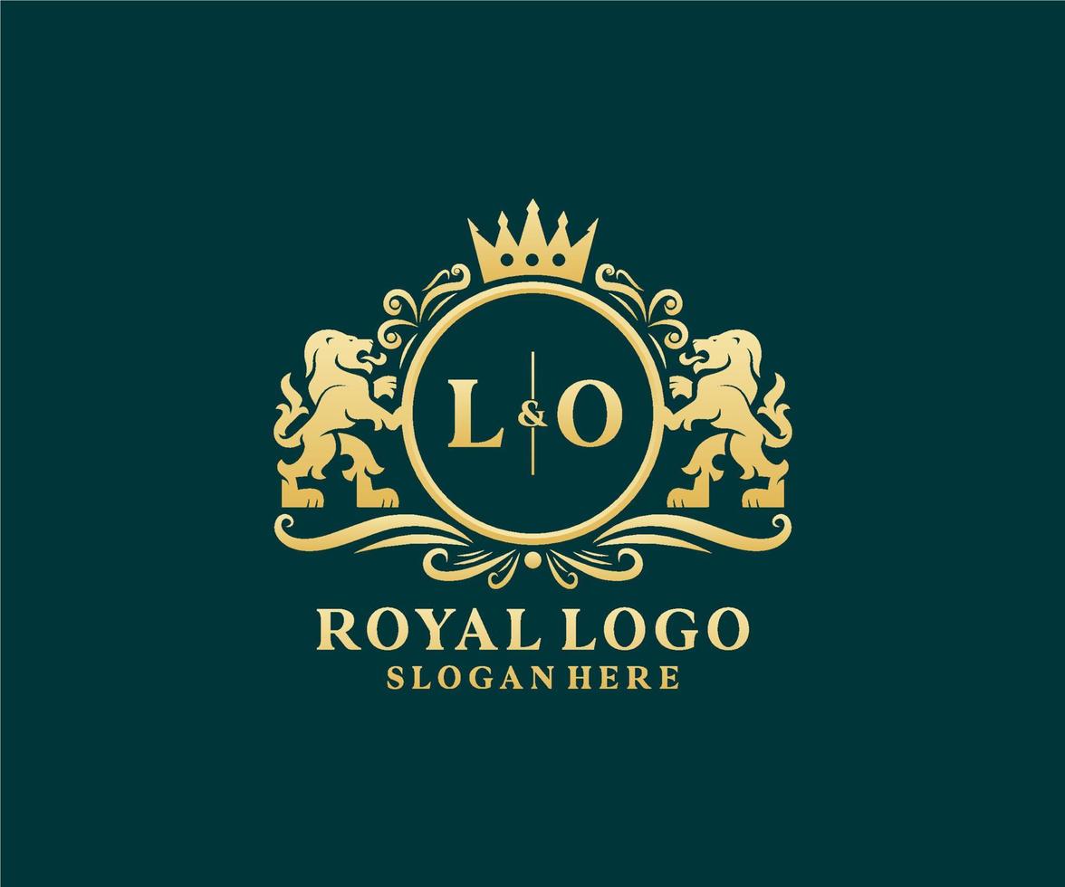 Initial Lo Letter Lion Royal Luxury Logo Vorlage in Vektorgrafiken für Restaurant, Lizenzgebühren, Boutique, Café, Hotel, Heraldik, Schmuck, Mode und andere Vektorillustrationen. vektor