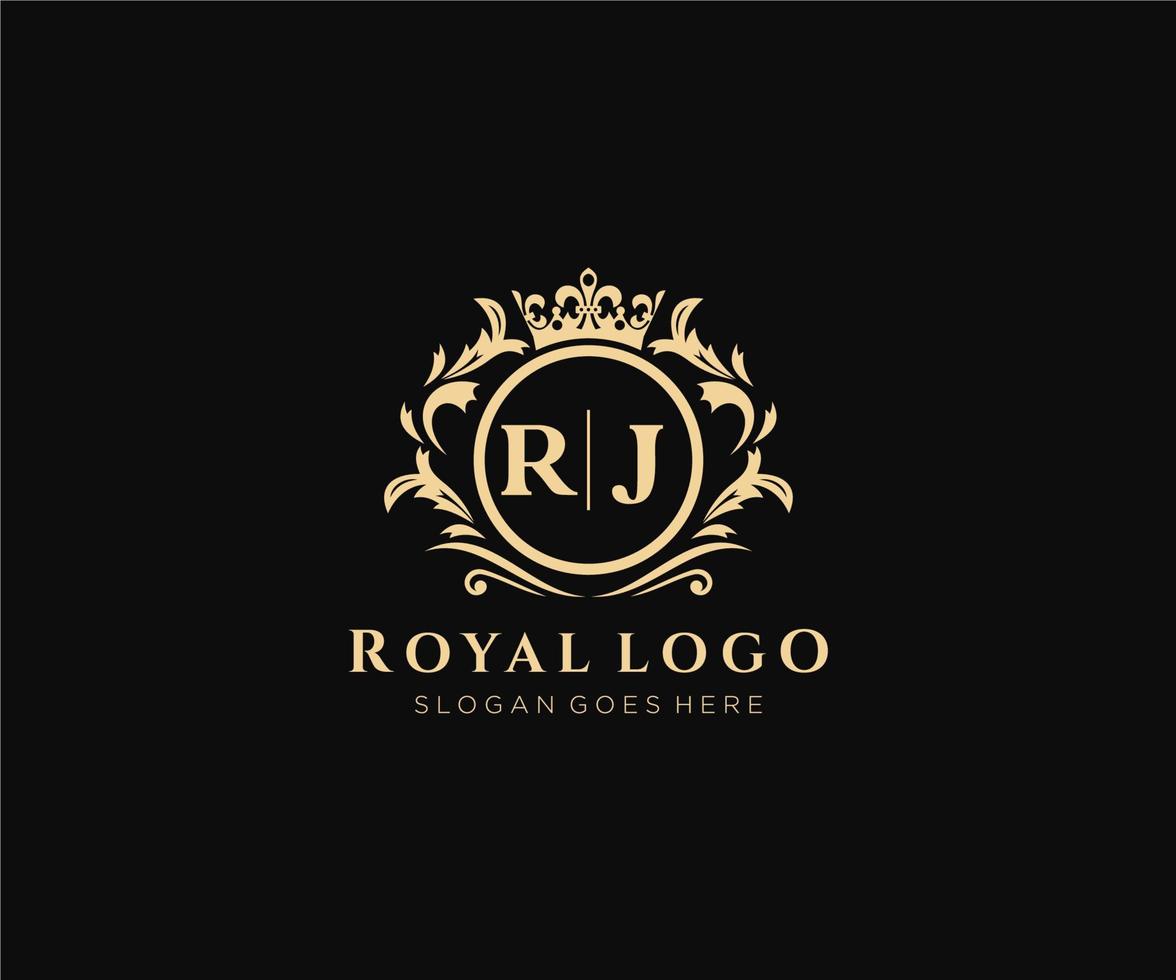Initiale rj Brief luxuriös Marke Logo Vorlage, zum Restaurant, Königtum, Boutique, Cafe, Hotel, heraldisch, Schmuck, Mode und andere Vektor Illustration.