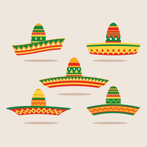 Flache Illustration Set Sombrero vektor