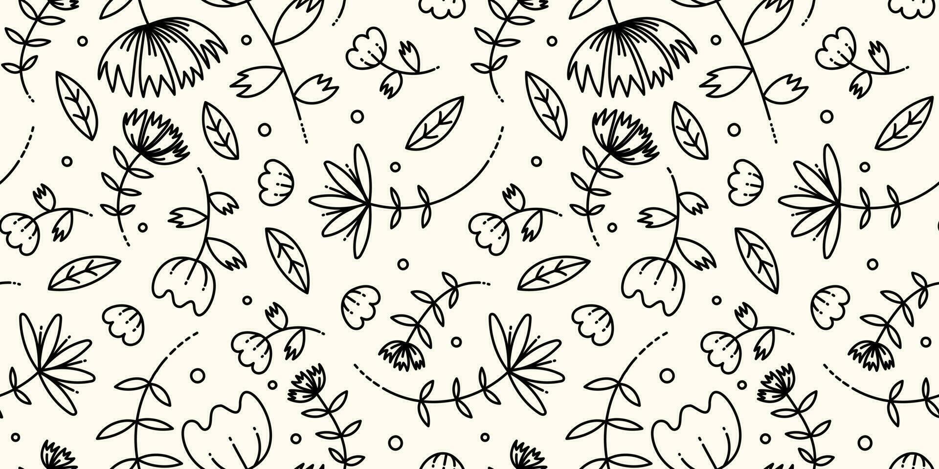 sömlös mönster av dragen kontur blommor. skriva ut för tyg eller omslag papper. vektor teckning.