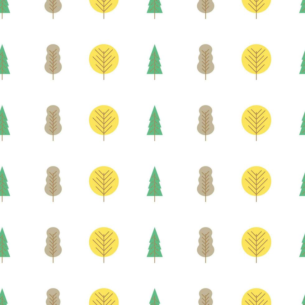 nahtloses Muster mit farbigen Bäumen auf weißem Hintergrund. Vektor-Illustration. vektor