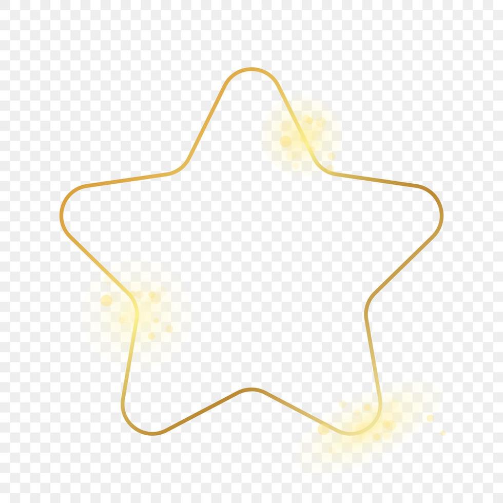 Gold glühend gerundet Star gestalten Rahmen isoliert auf Hintergrund. glänzend Rahmen mit glühend Auswirkungen. Vektor Illustration.