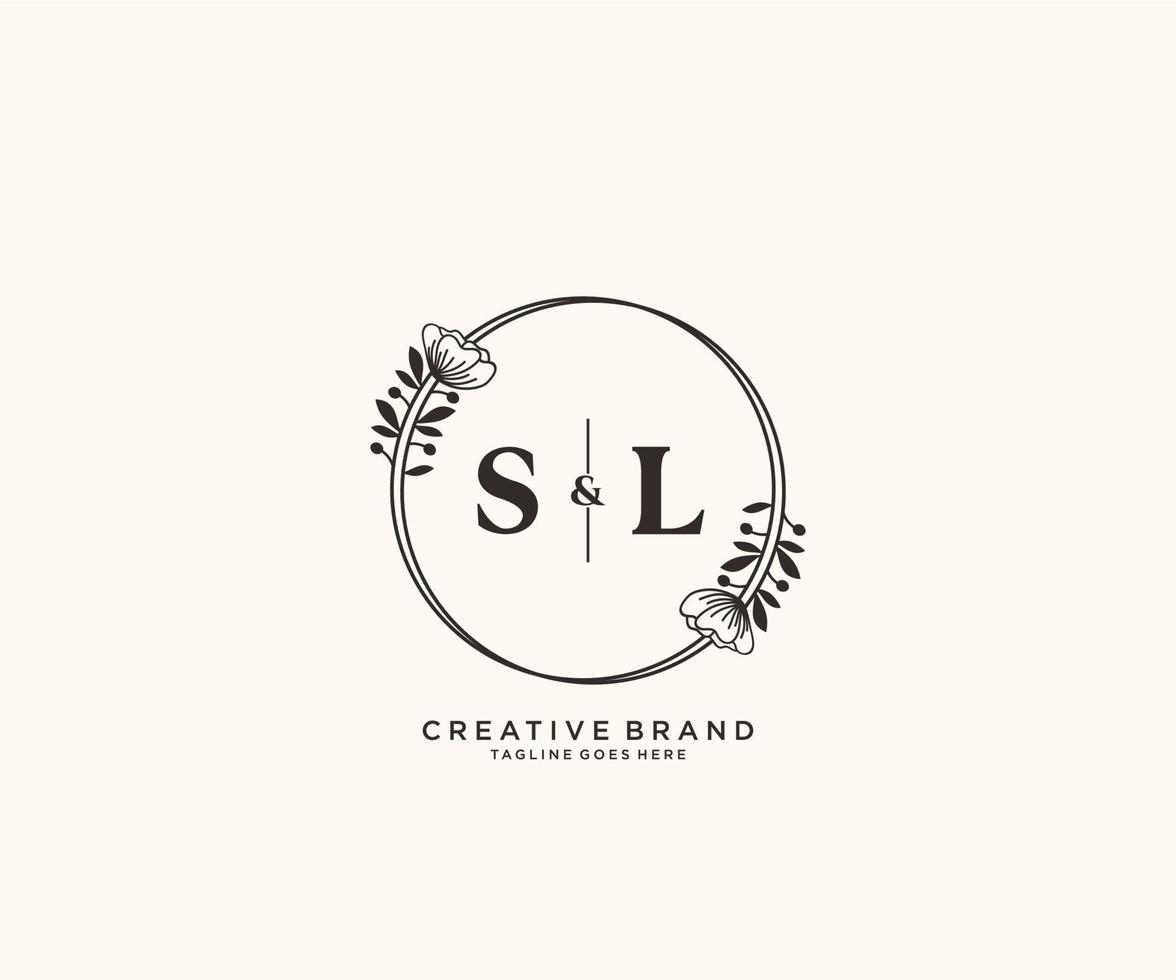Initiale sl Briefe Hand gezeichnet feminin und Blumen- botanisch Logo geeignet zum Spa Salon Haut Haar Schönheit Boutique und kosmetisch Unternehmen. vektor