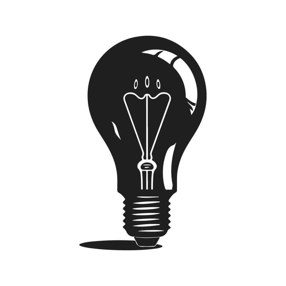 ljus Glödlampa, årgång logotyp begrepp svart och vit Färg, hand dragen illustration vektor
