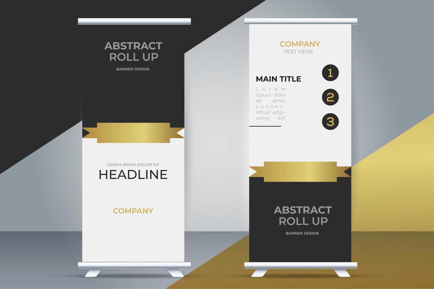 modern Geschäft rollen oben Stand Banner mit golden Band vektor