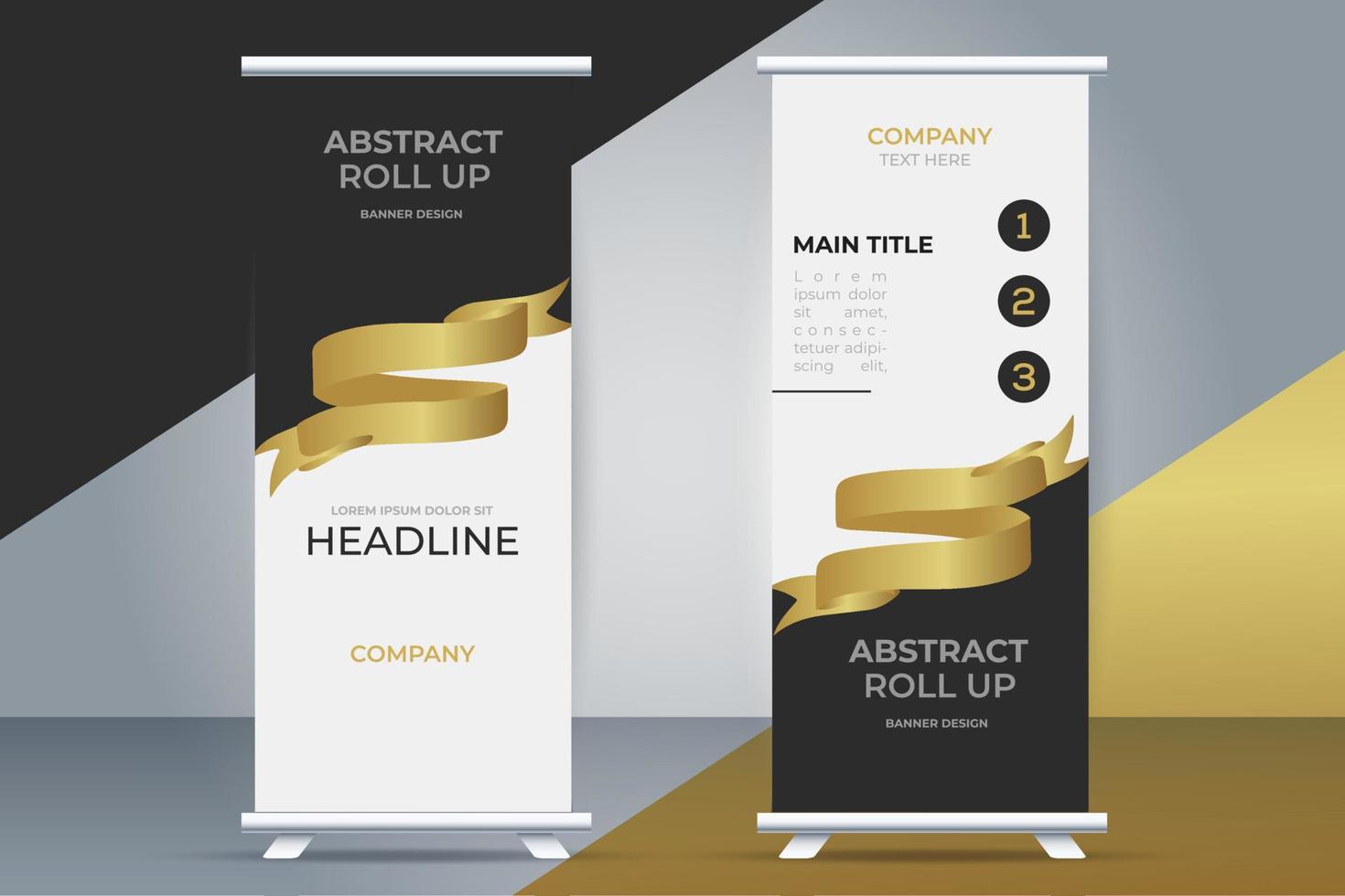 modern Geschäft rollen oben Stand Banner mit golden Band vektor