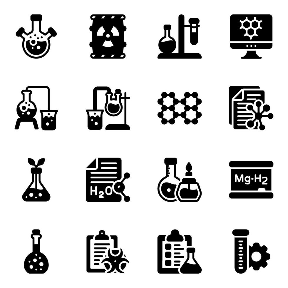 Icon-Set für Chemielaborelemente vektor