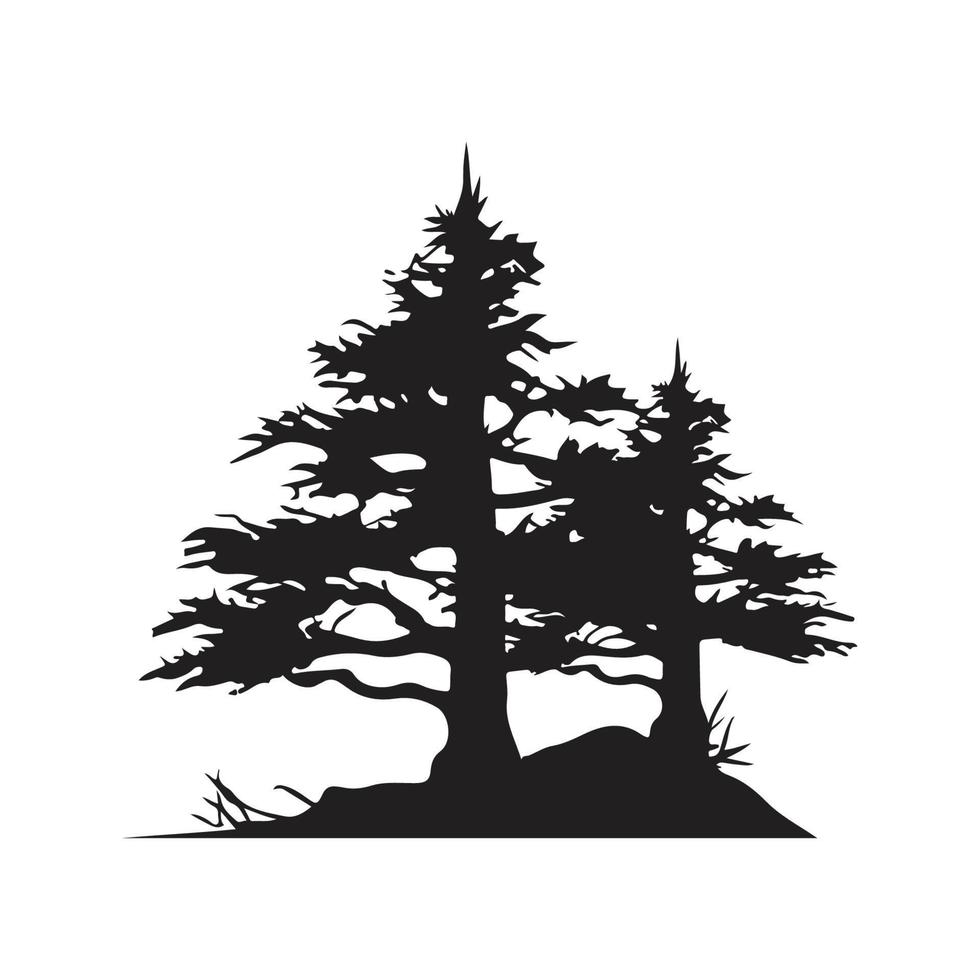 tall träd, årgång logotyp begrepp svart och vit Färg, hand dragen illustration vektor