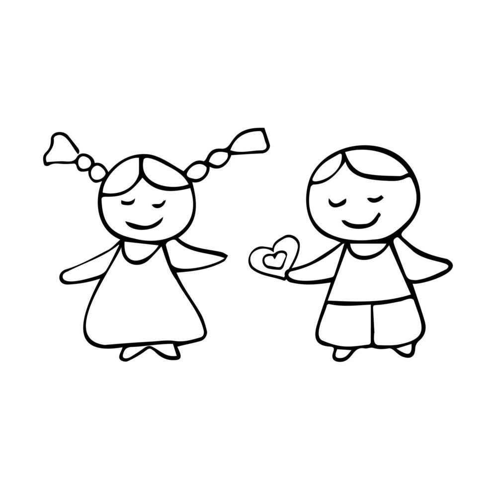 Gekritzel Kinder Hand gezeichnet Vektor Satz. Mädchen und Junge Symbol skizzieren