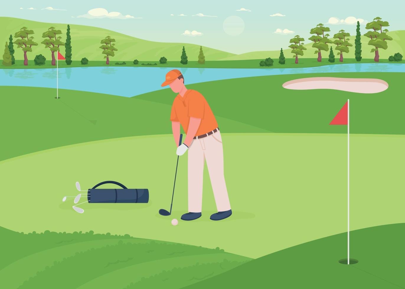 flache Farbvektorillustration des Golfspiels vektor