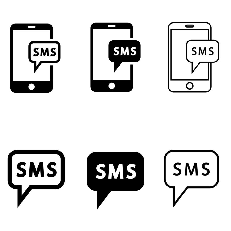 SMS ikon vektor uppsättning. meddelande illustration tecken samling. kommunikation symbol eller logotyp.