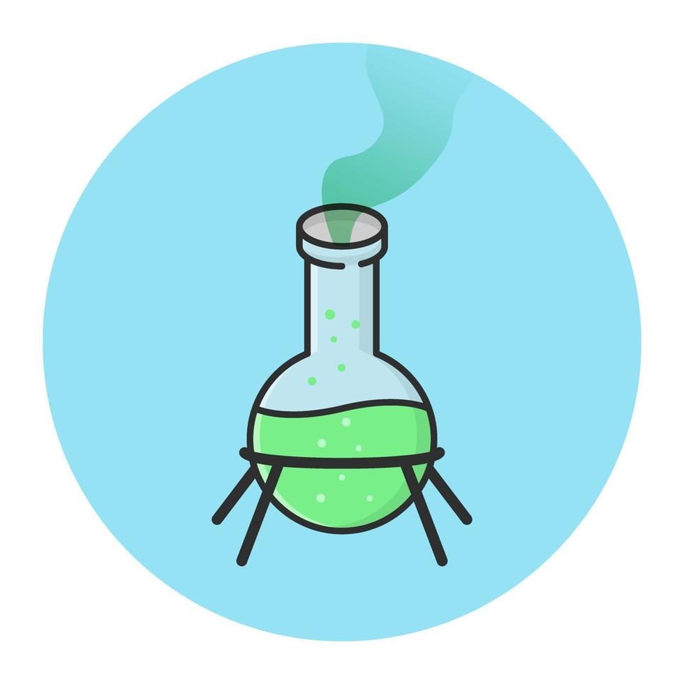 Chemikalien im das Messung Flasche. Labor Chemie Wissenschaft. gefüllt Symbol Vektor Design