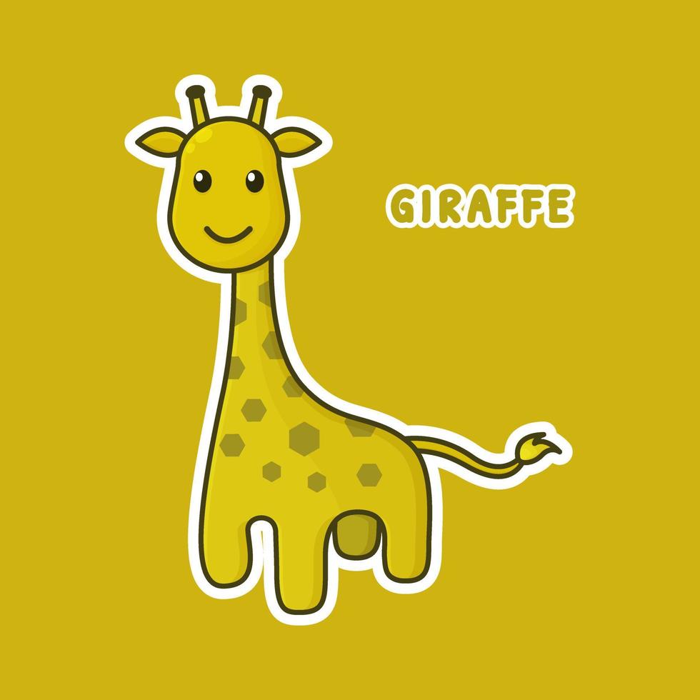 giraff vektor. Zoo tecknad serie karaktär. söt djur- maskot ikon översikt stil vektor