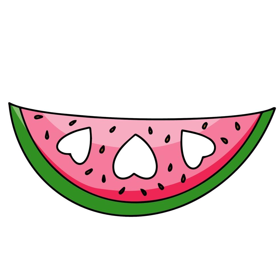 Scheibe Wassermelone Sommerfrucht Hand gezeichnete Vektor-Illustration isoliert auf weißem Hintergrund vektor