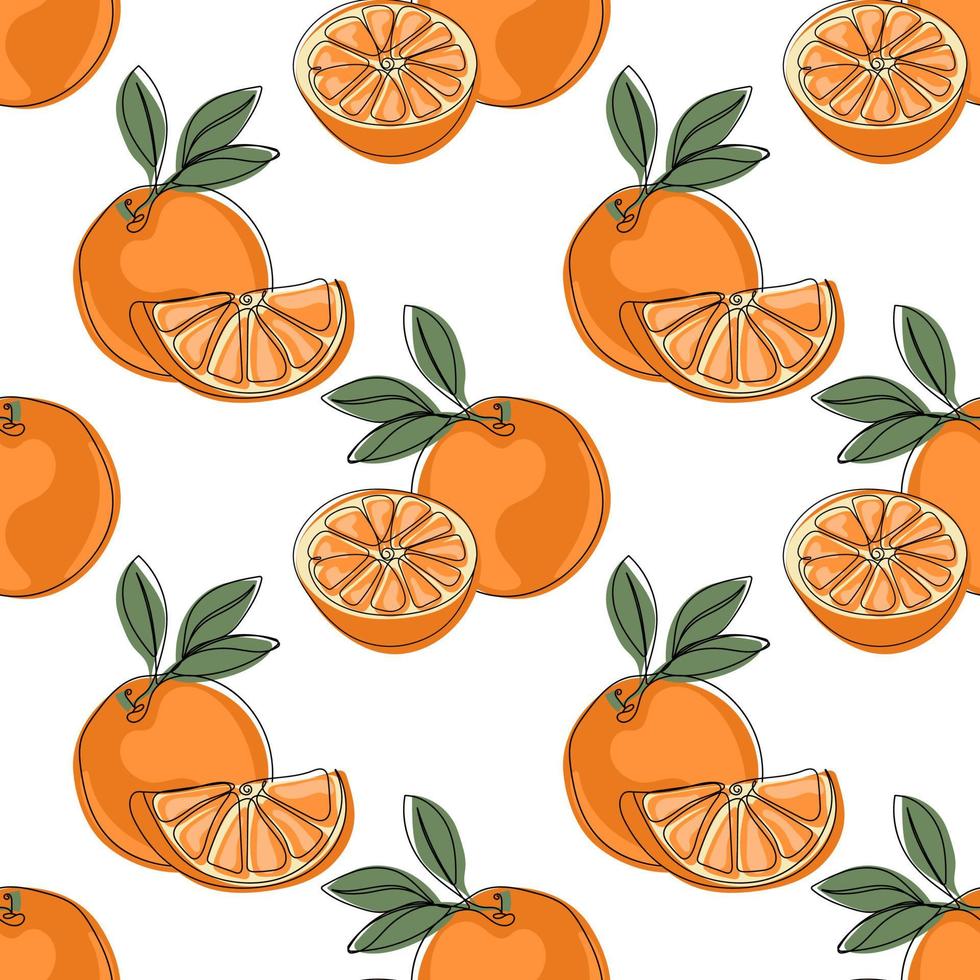 Orange nahtlos Muster. Hand gezeichnet Obst Hintergrund vektor