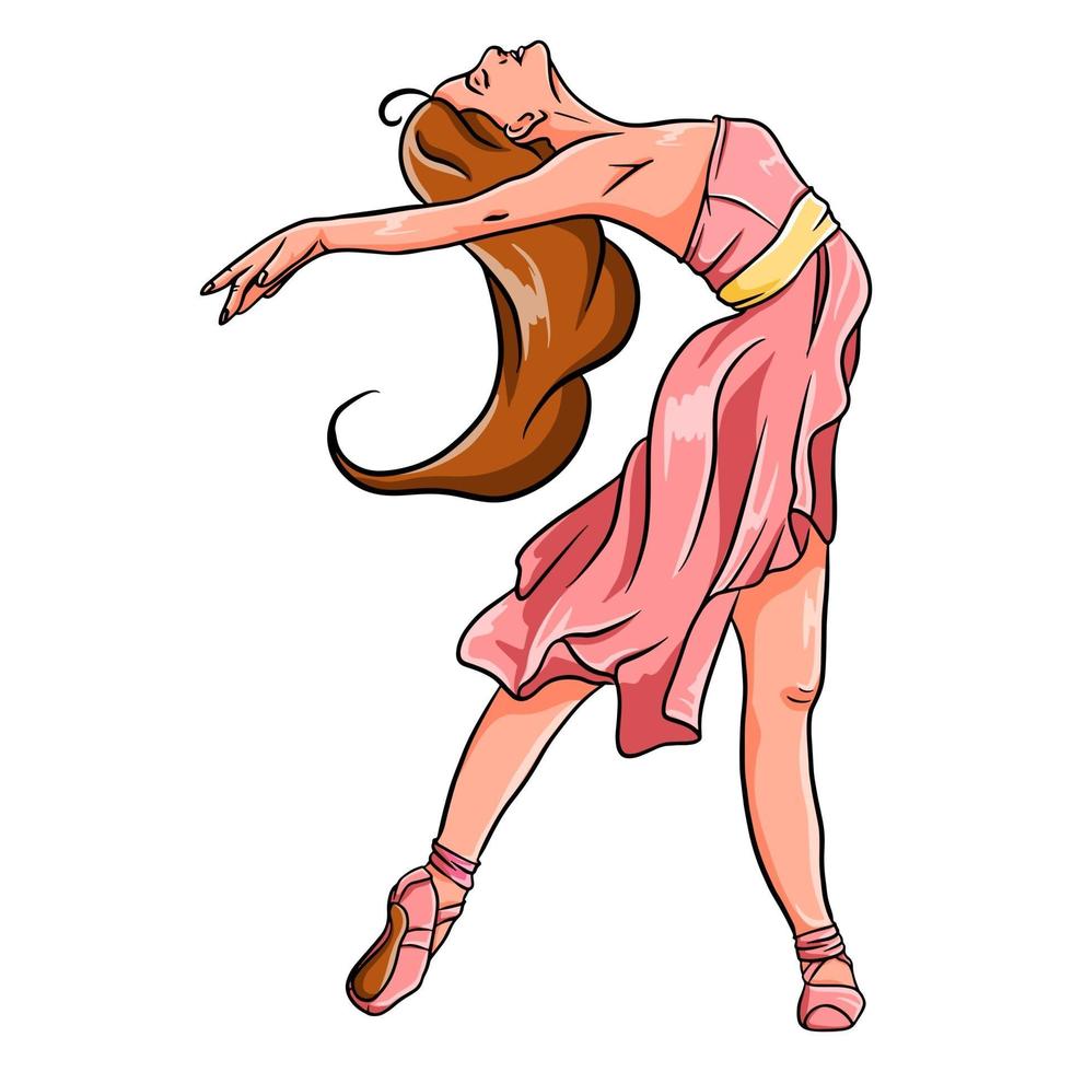 ballerina i pointe skor och en ros klänning. vektor