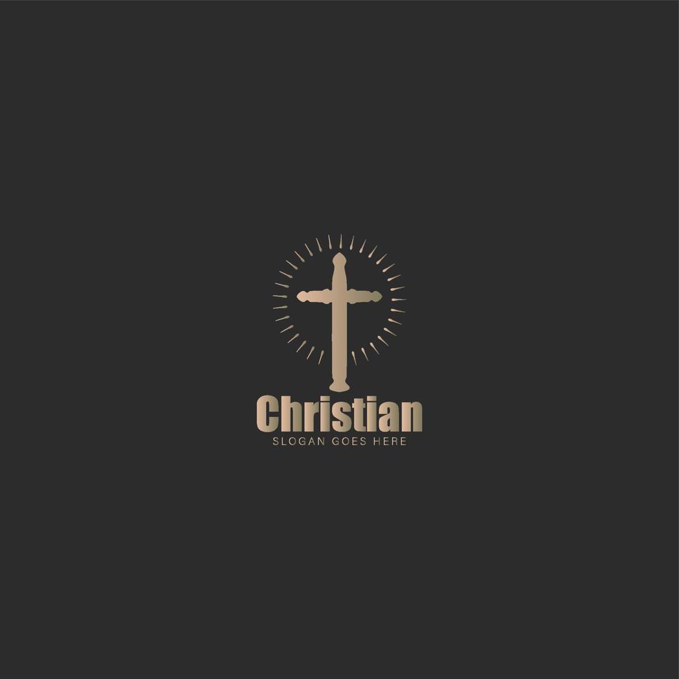 kristen korsa logotyp enkel minimalistisk design aning vektor