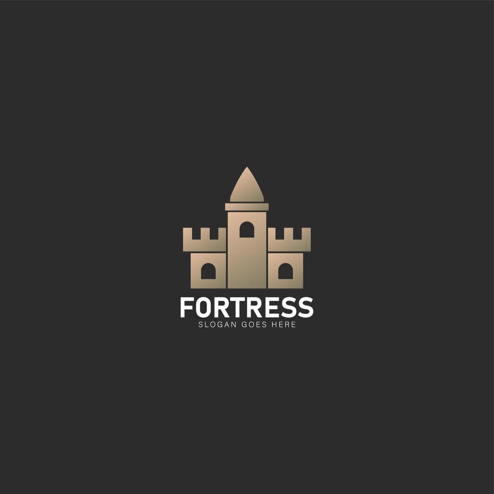 fästning slott logotyp enkel design aning vektor