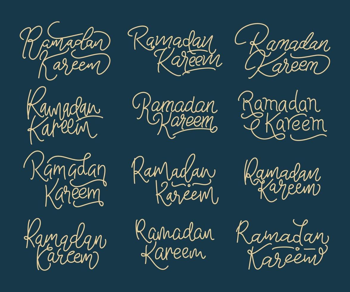 samling av ramadan kareem modern kalligrafi vektor