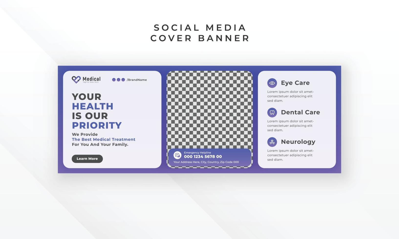 medicinsk sjukvård social media Facebook omslag och webb baner mall design vektor