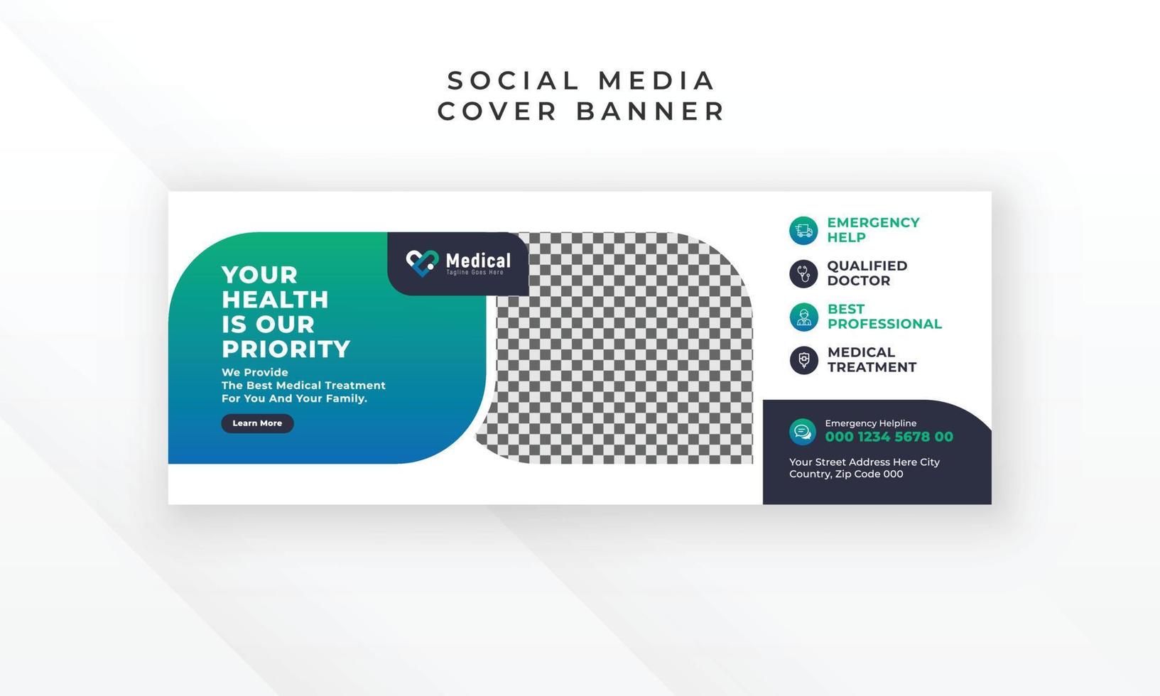 medicinsk sjukvård social media Facebook omslag och webb baner mall design vektor