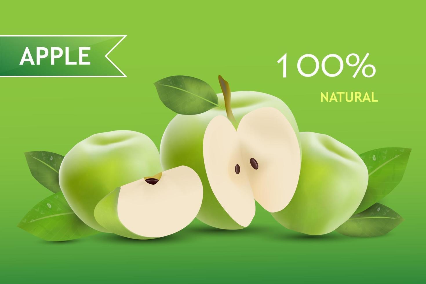 realistiskt äpple. frukt och färskt äpplevektor. vektor