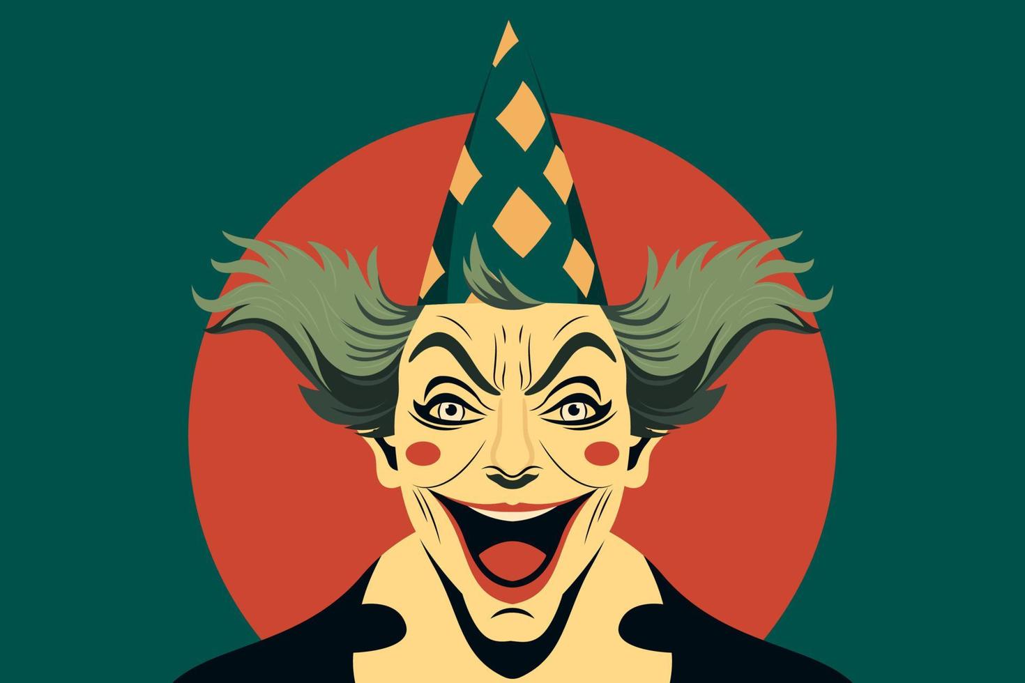 April 1, das Tag von Lachen. verrückt komisch Charakter Lachen. Illustration von ein Narr im ein Urlaub Hut, Clown, Urlaub Illustration zum ein Banner, Hintergrund oder Gruß Karte vektor