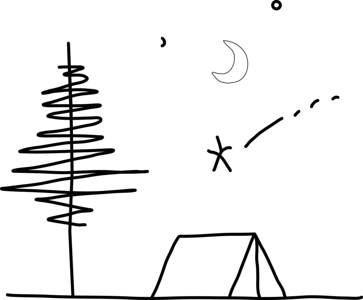 Zelt und Baum Nacht Landschaft vektor