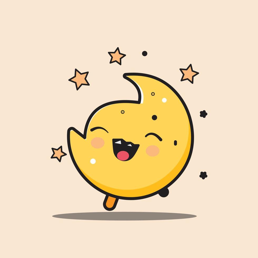 Mond und Star Vektor Illustration kawaii Mond Karikatur Kunst .