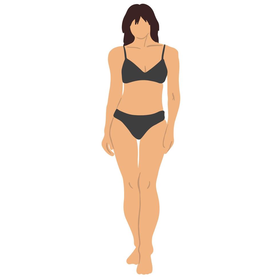 brun hår bikini kvinna ,Bra för grafisk design resurs. vektor